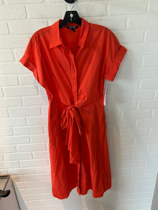 Dress Casual Midi By Lauren By Ralph Lauren In Orange, Size: S