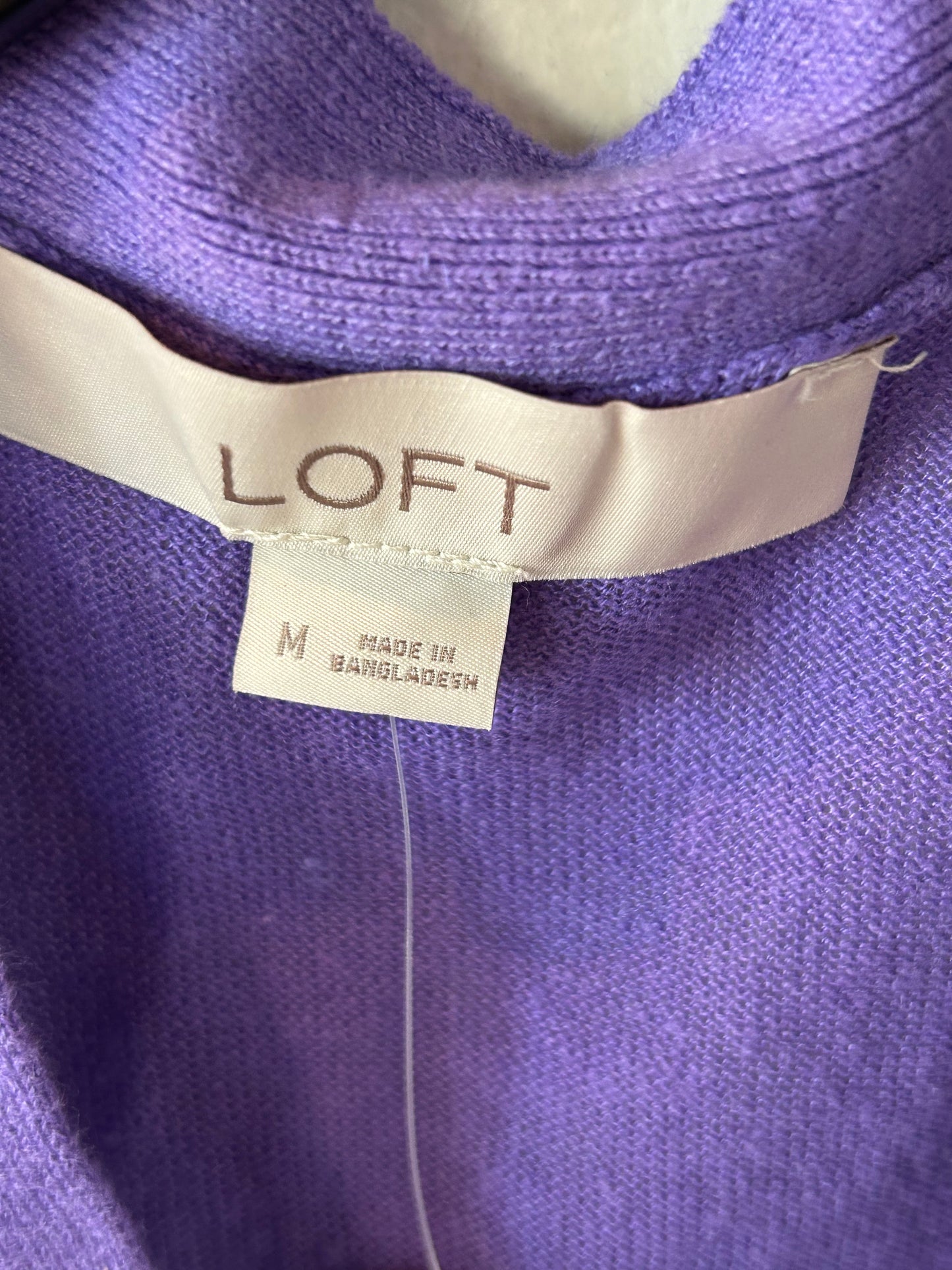 Sweater Cardigan By Loft In Purple, Size: M