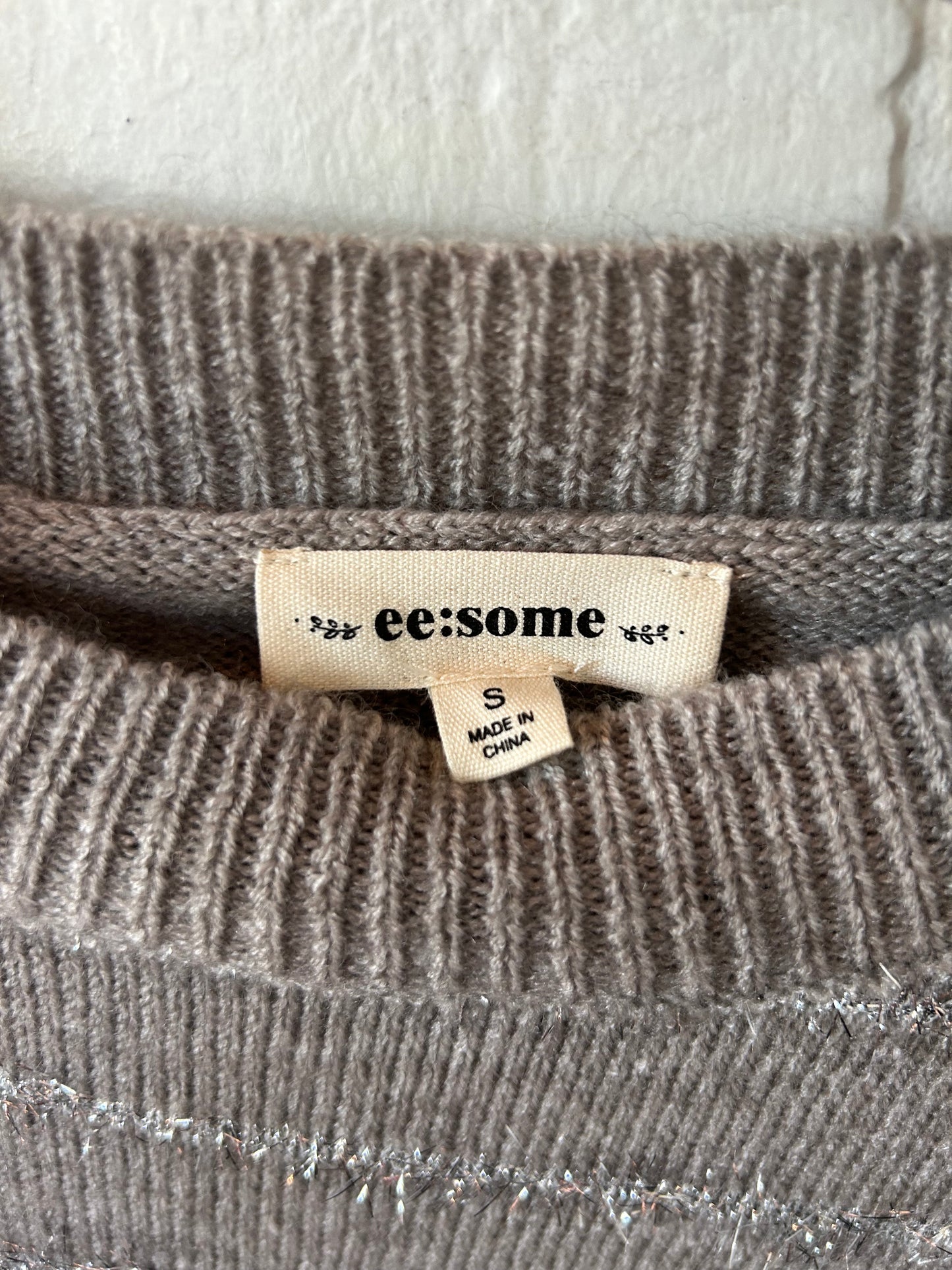 Sweater By Ee Some In Grey & Silver, Size: S