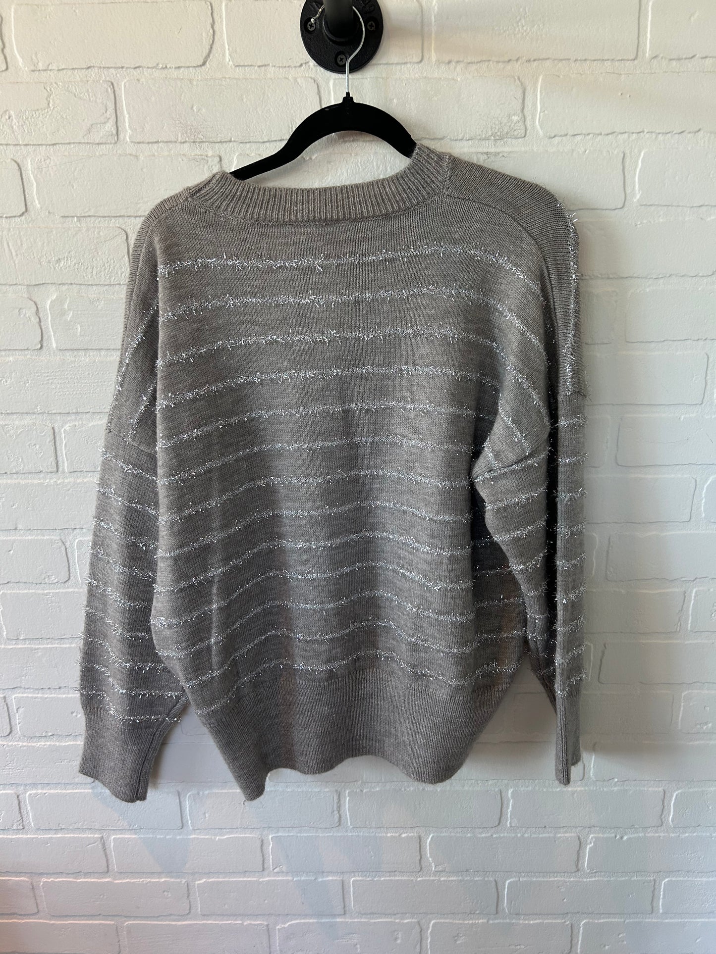 Sweater By Ee Some In Grey & Silver, Size: S