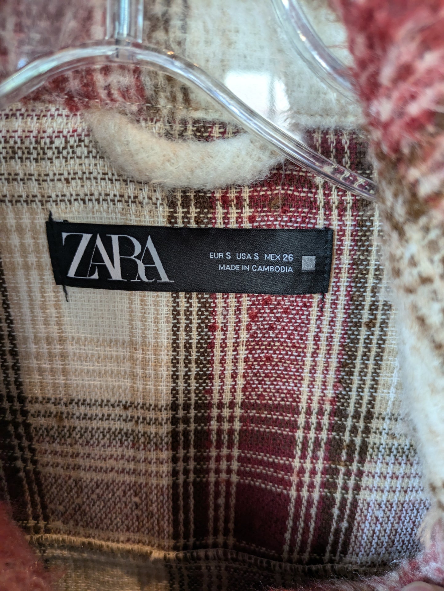 Jacket Shirt By Zara In Red & Tan, Size: S