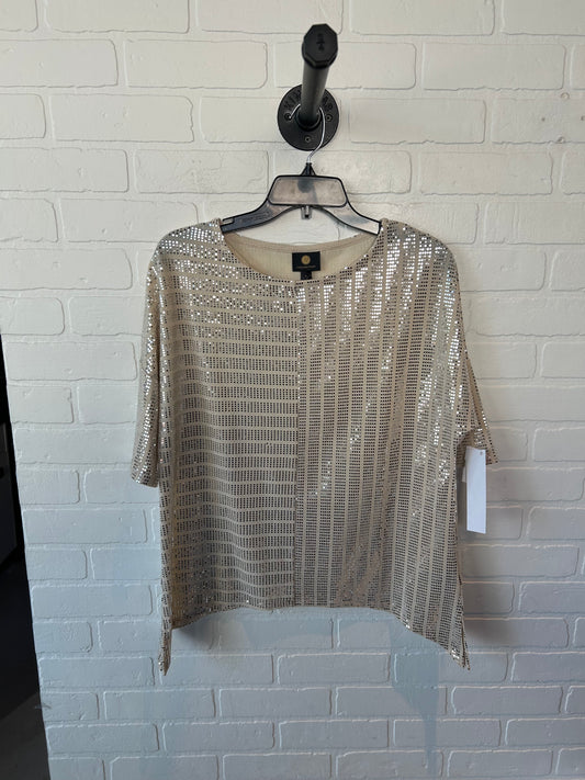 Top Short Sleeve By Jm Collections In Cream & Silver, Size: S