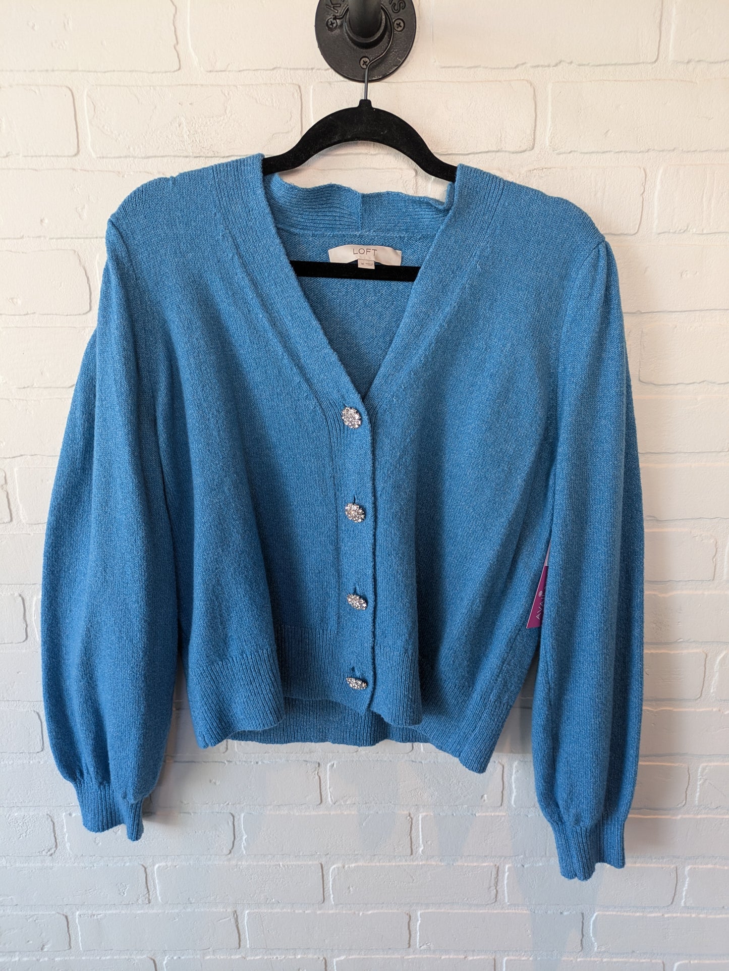 Sweater Cardigan By Loft In Blue, Size: M