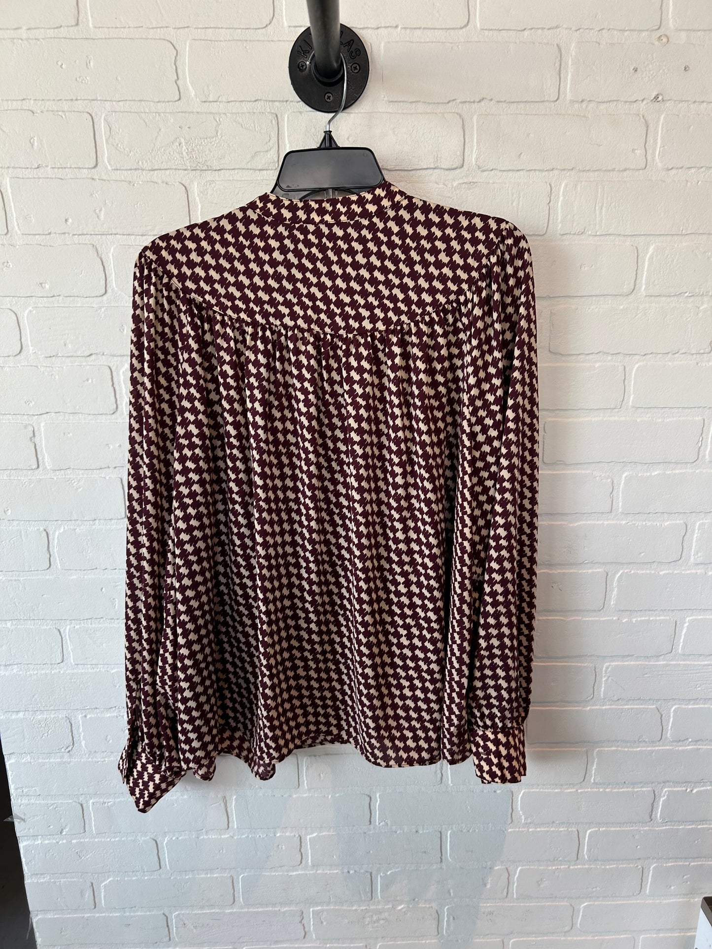 Top Long Sleeve By Ann Taylor In Cream & Red, Size: L