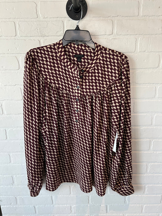 Top Long Sleeve By Ann Taylor In Cream & Red, Size: L