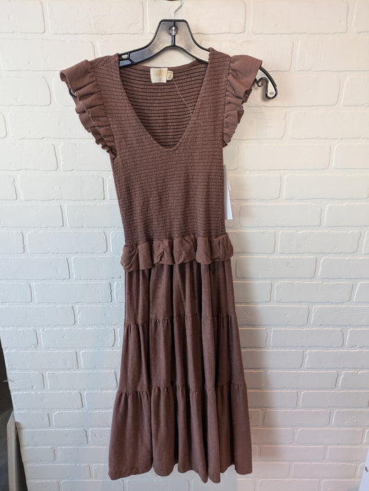 Dress Casual Midi By Nation In Brown, Size: Xs