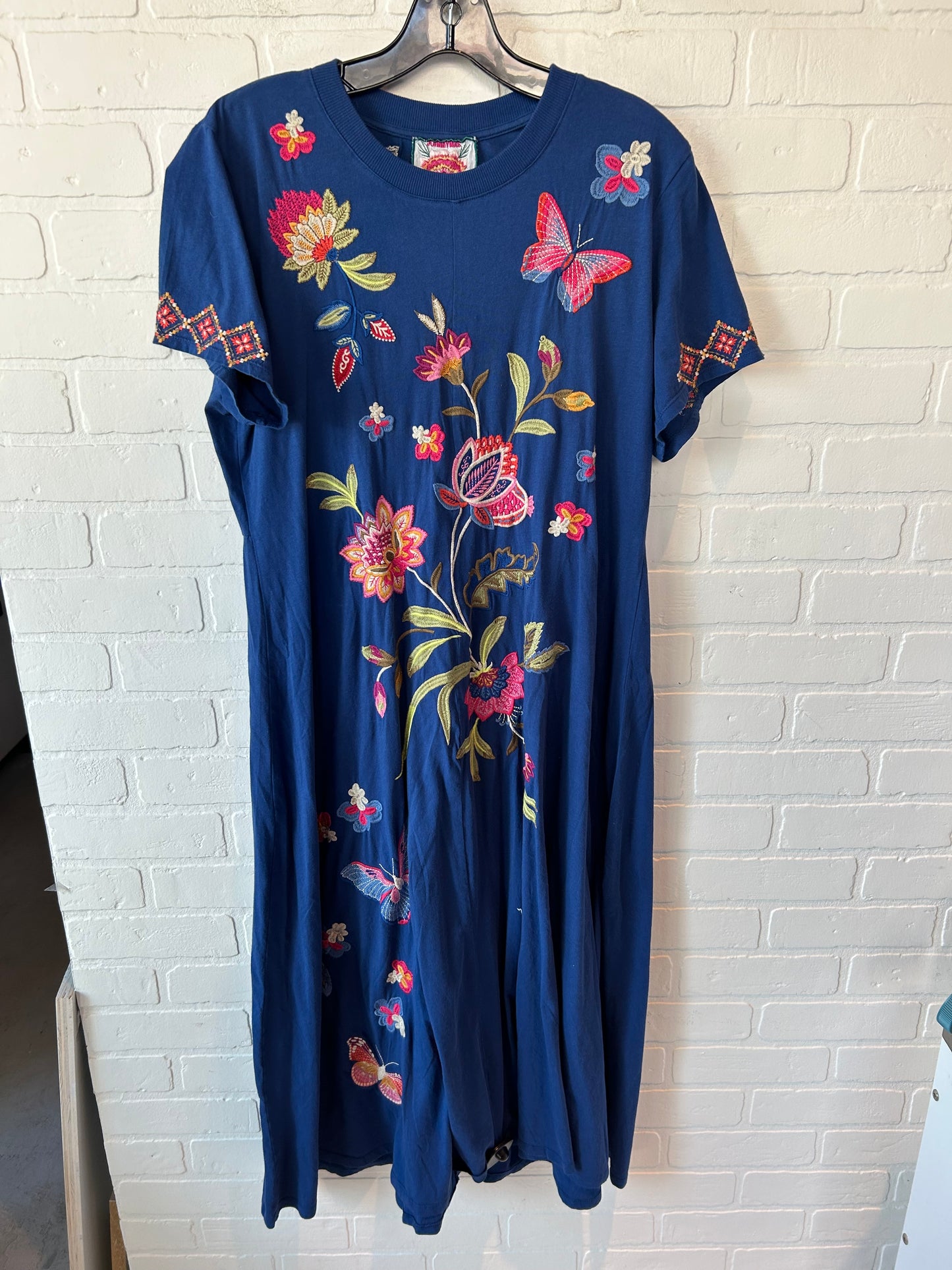 Dress Casual Midi By Johnny Was In Blue, Size: L