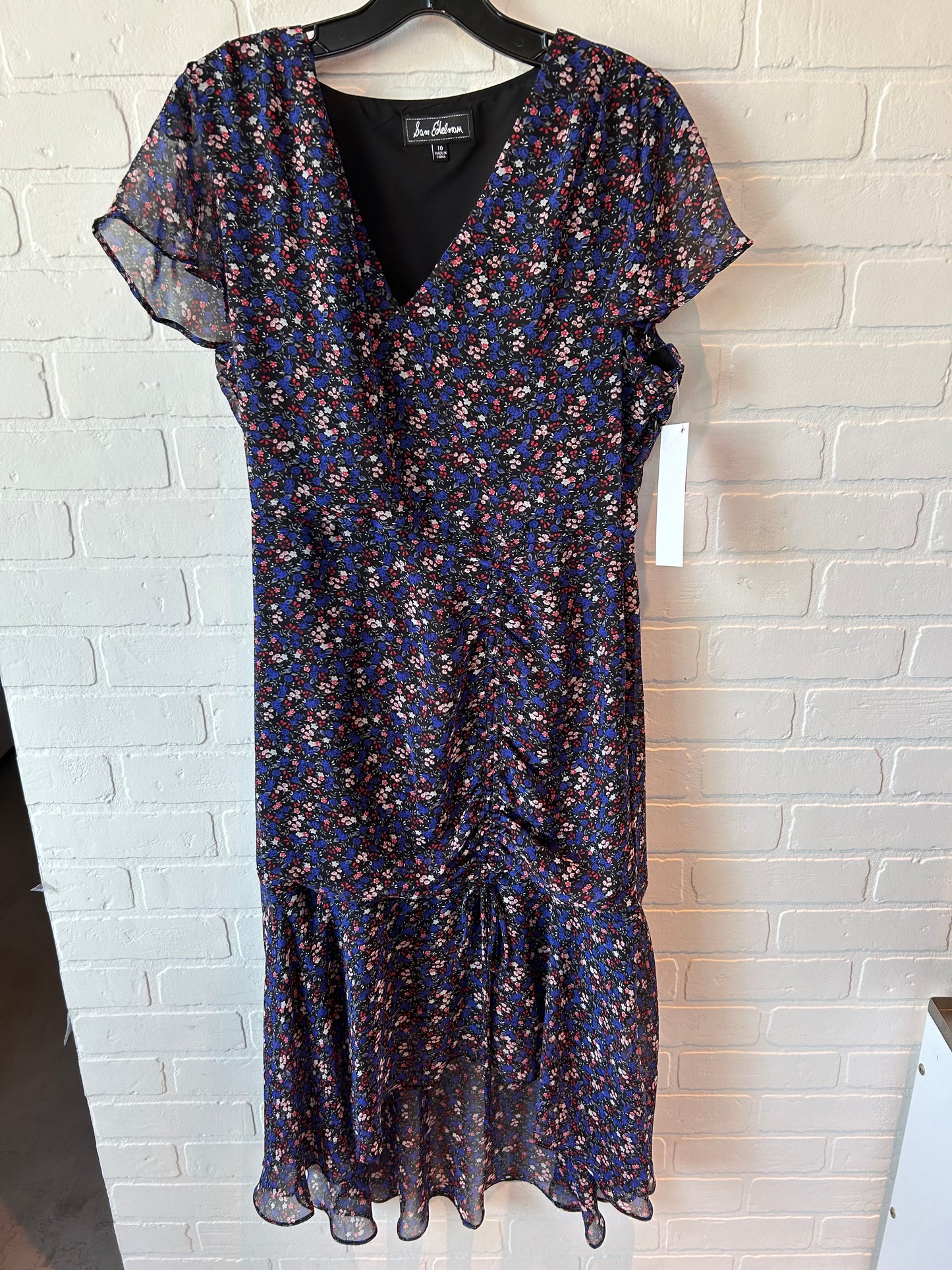 Dress Casual Midi By Sam Edelman In Black & Blue, Size: M