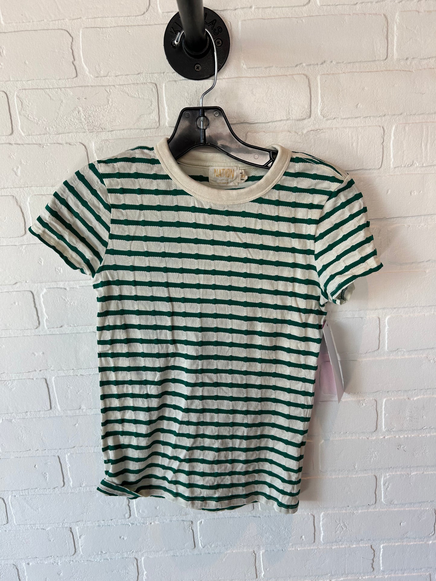 Top Short Sleeve Basic By Nation In Cream & Green, Size: Xs