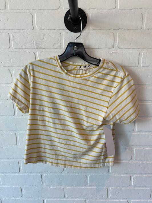 Top Short Sleeve Basic By Amo In Cream & Yellow, Size: Xs