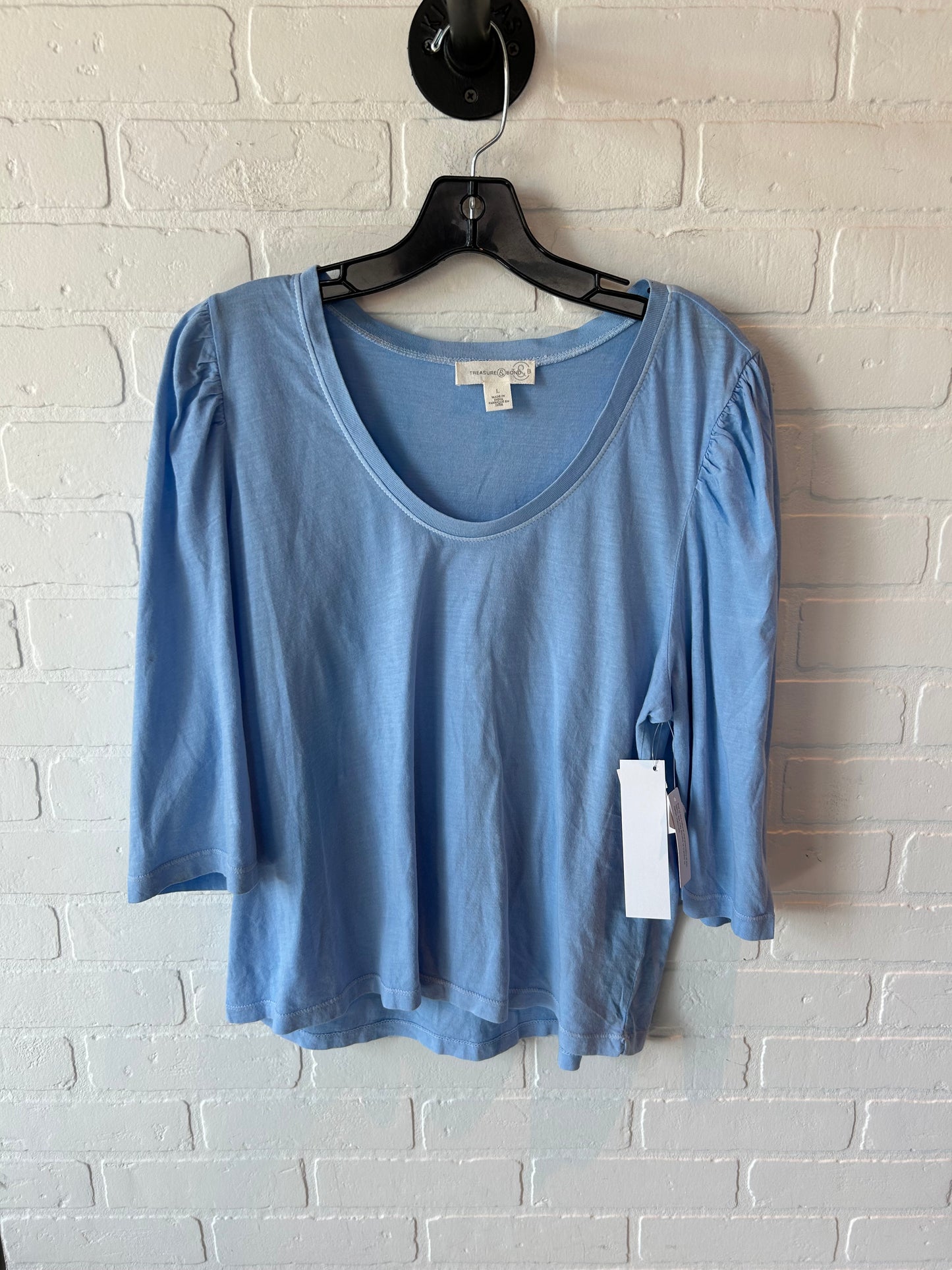 Top 3/4 Sleeve By Treasure And Bond In Blue, Size: L