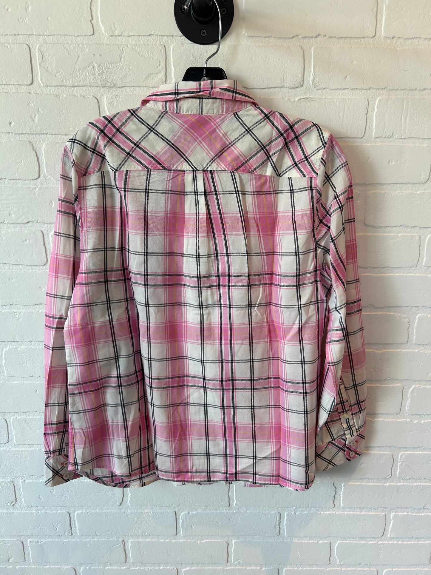 Top Long Sleeve By Talbots In Pink & White, Size: M