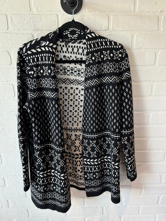 Sweater Cardigan By Talbots In Black & White, Size: M