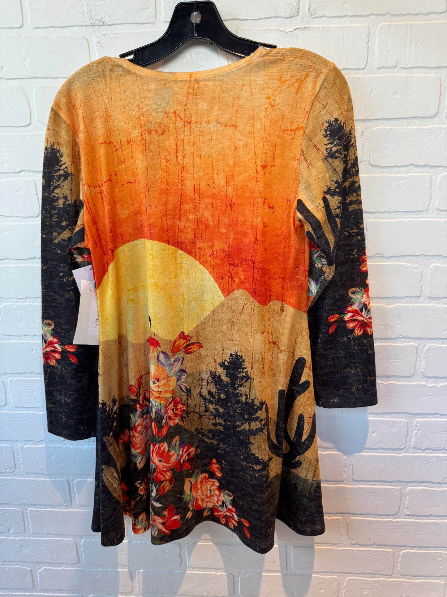 Tunic Long Sleeve By Amma In Orange & Yellow, Size: M