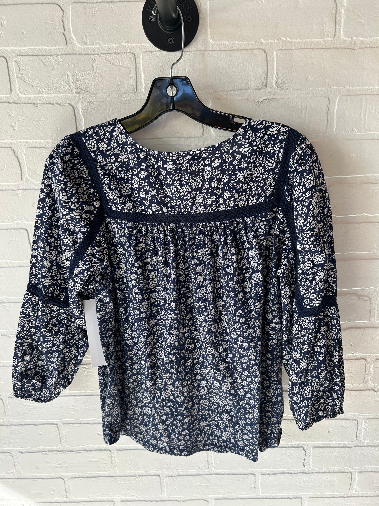 Top Long Sleeve By Lucky Brand In Blue & Cream, Size: S