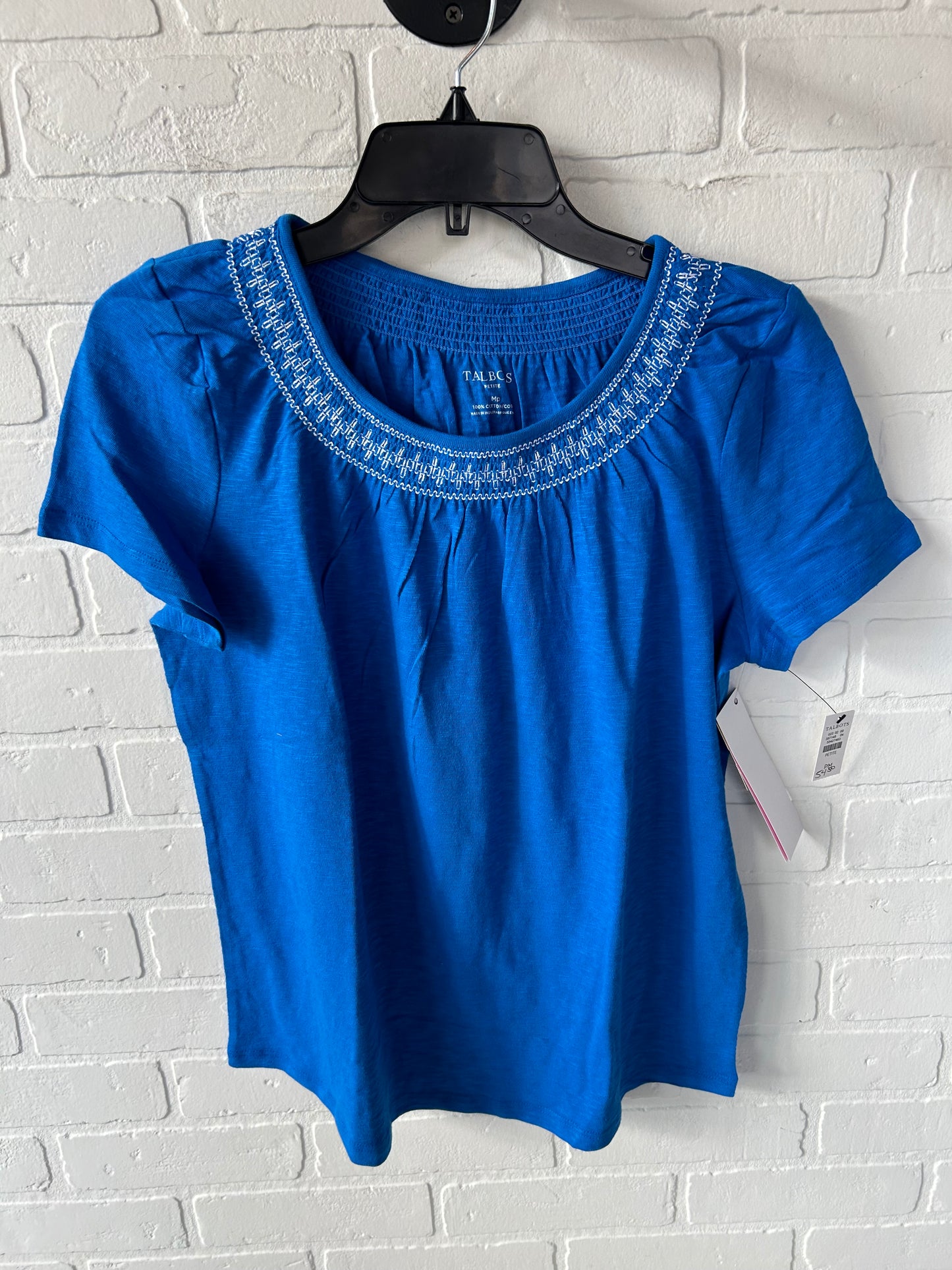 Top Short Sleeve By Talbots In Blue & White, Size: Mp