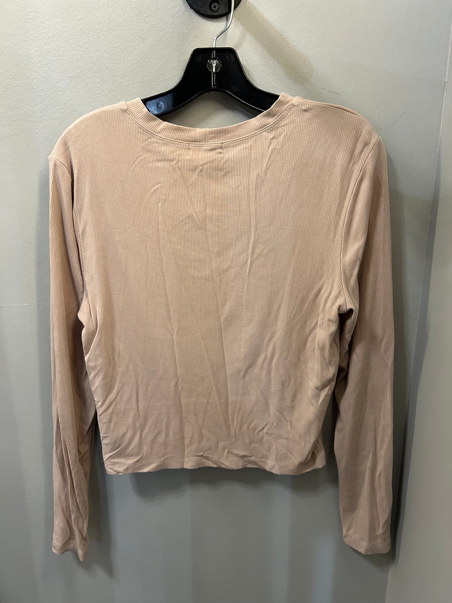 Top Long Sleeve By Open Edit In Tan, Size: L