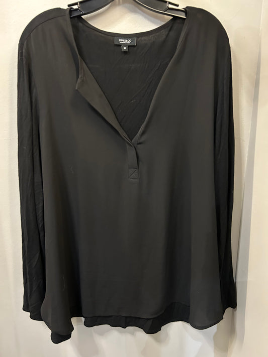 Top Long Sleeve By Jones And Co In Black, Size: 1x