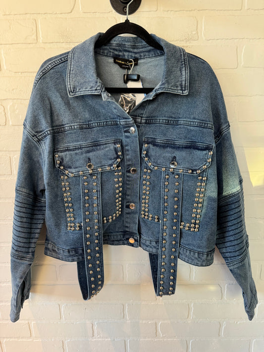 Jacket Denim By Bebe In Blue Denim, Size: L