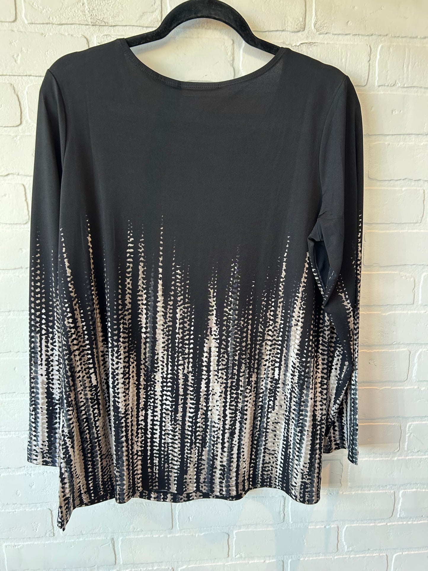 Top Long Sleeve By Susan Graver In Black & Cream, Size: M