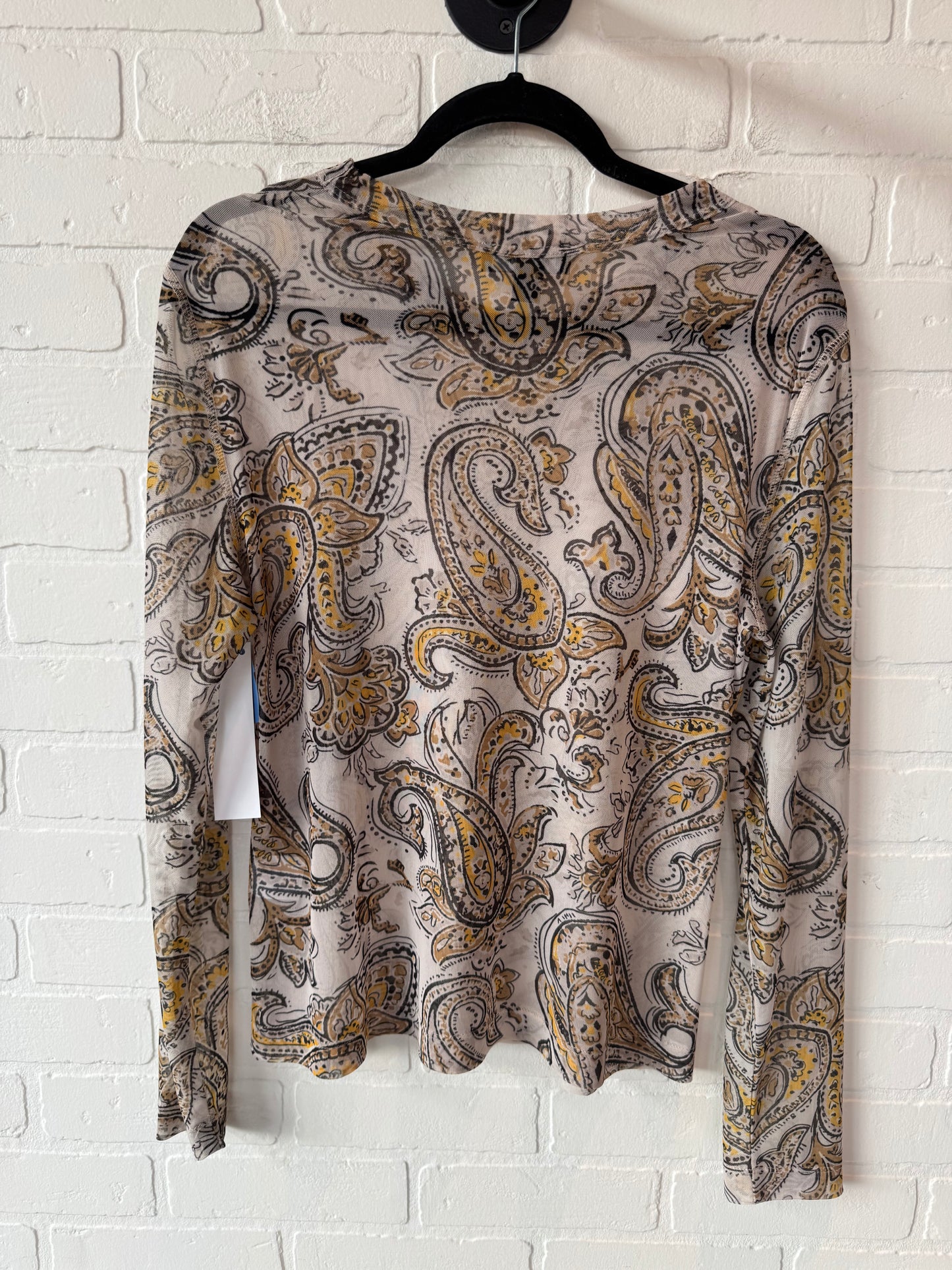 Top Long Sleeve By Karen Kane In Cream & Yellow, Size: L