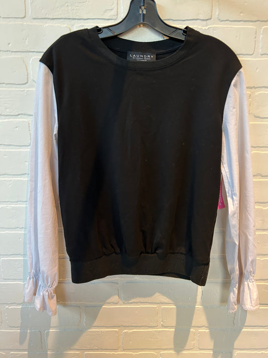 Top Long Sleeve By Laundry In Black & Cream, Size: S