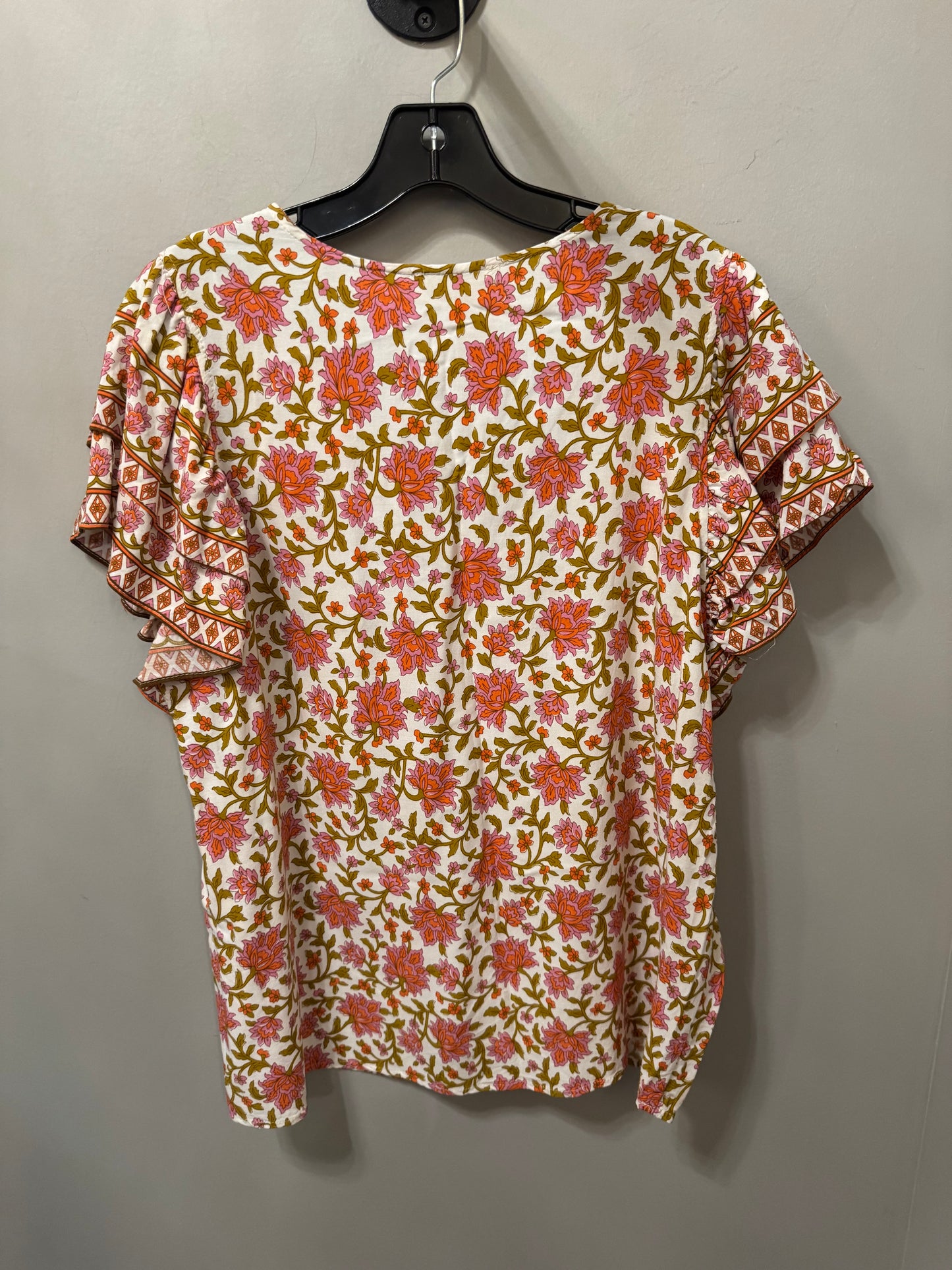 Top Short Sleeve By Cynthia Rowley In Orange & Pink, Size: 1x