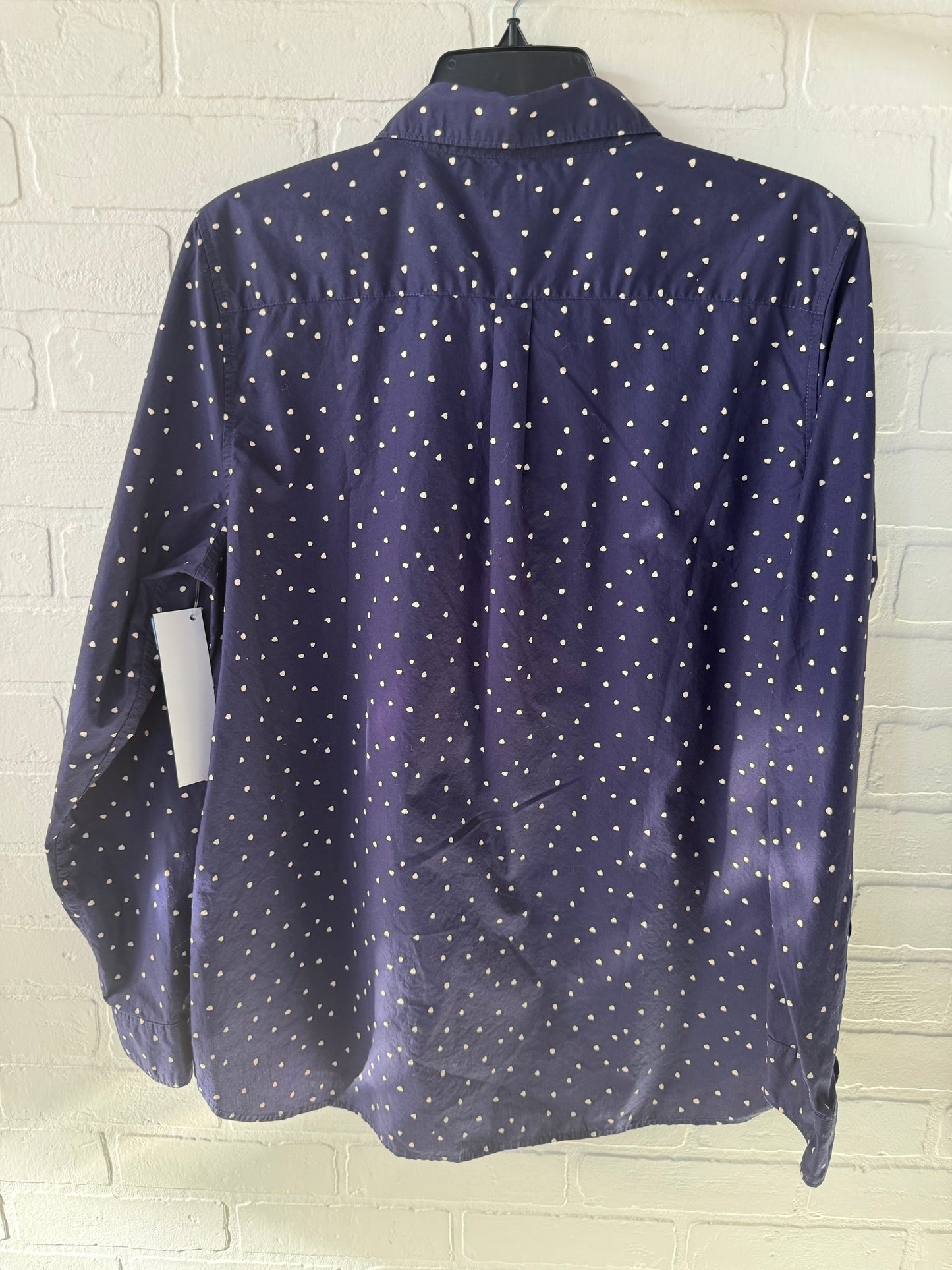 Top Long Sleeve By Garnet Hill In Blue & White, Size: Xl