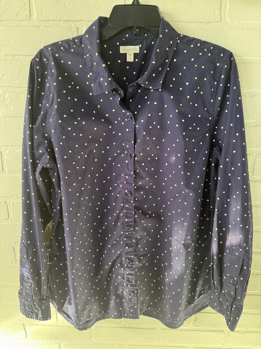 Top Long Sleeve By Garnet Hill In Blue & White, Size: Xl