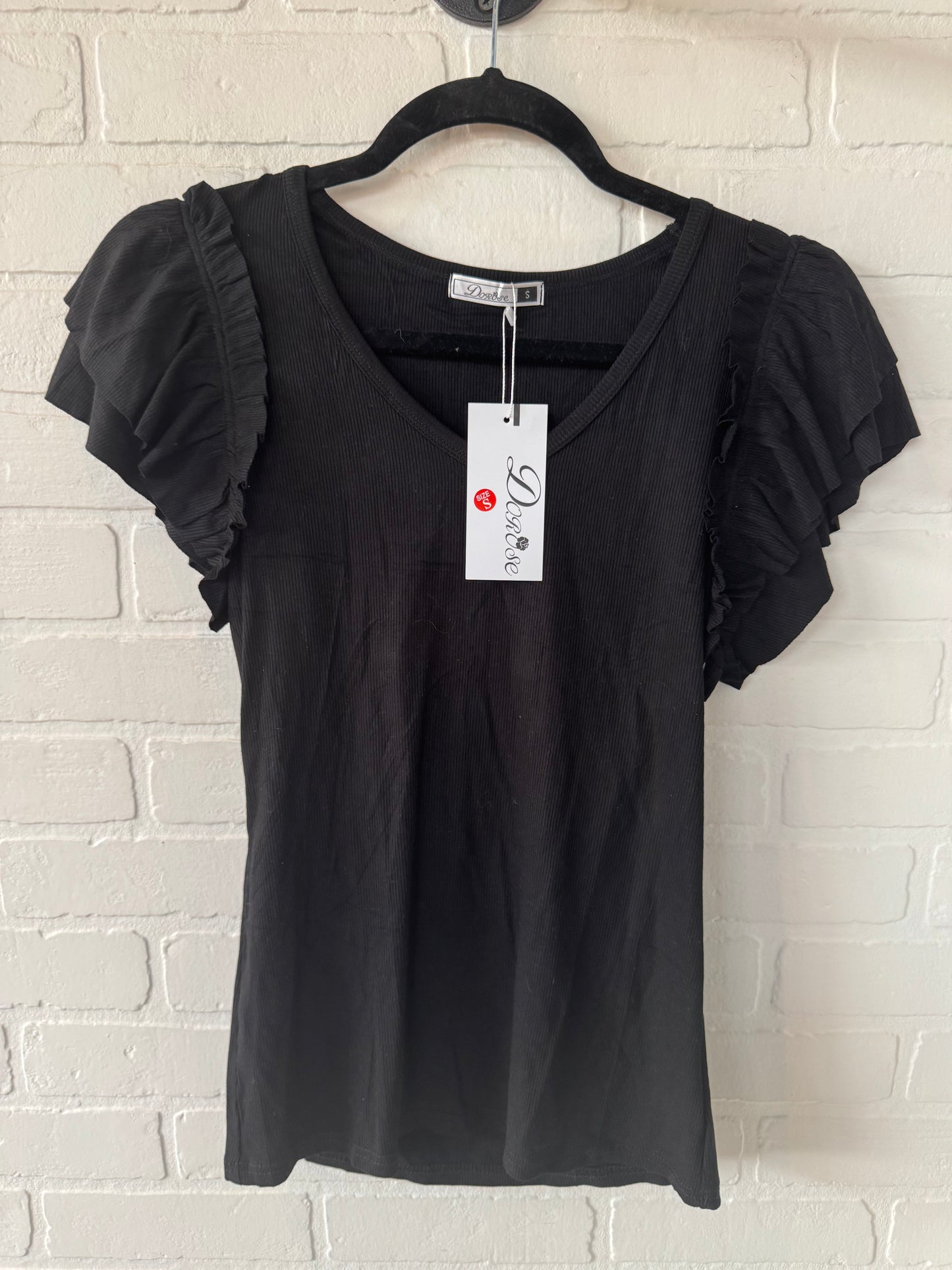 Top Short Sleeve By Dorose In Black, Size: S