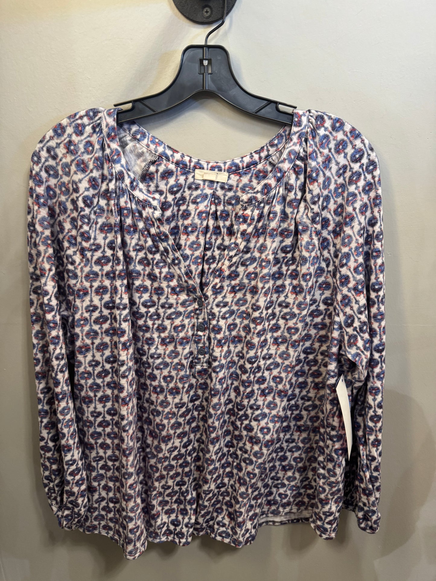 Top Long Sleeve By Nic + Zoe In Blue & White, Size: Xxl