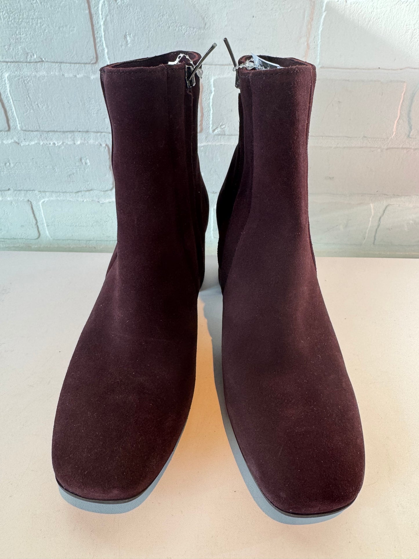 Boots Ankle Heels By Joanie Suede In Purple, Size: 8.5