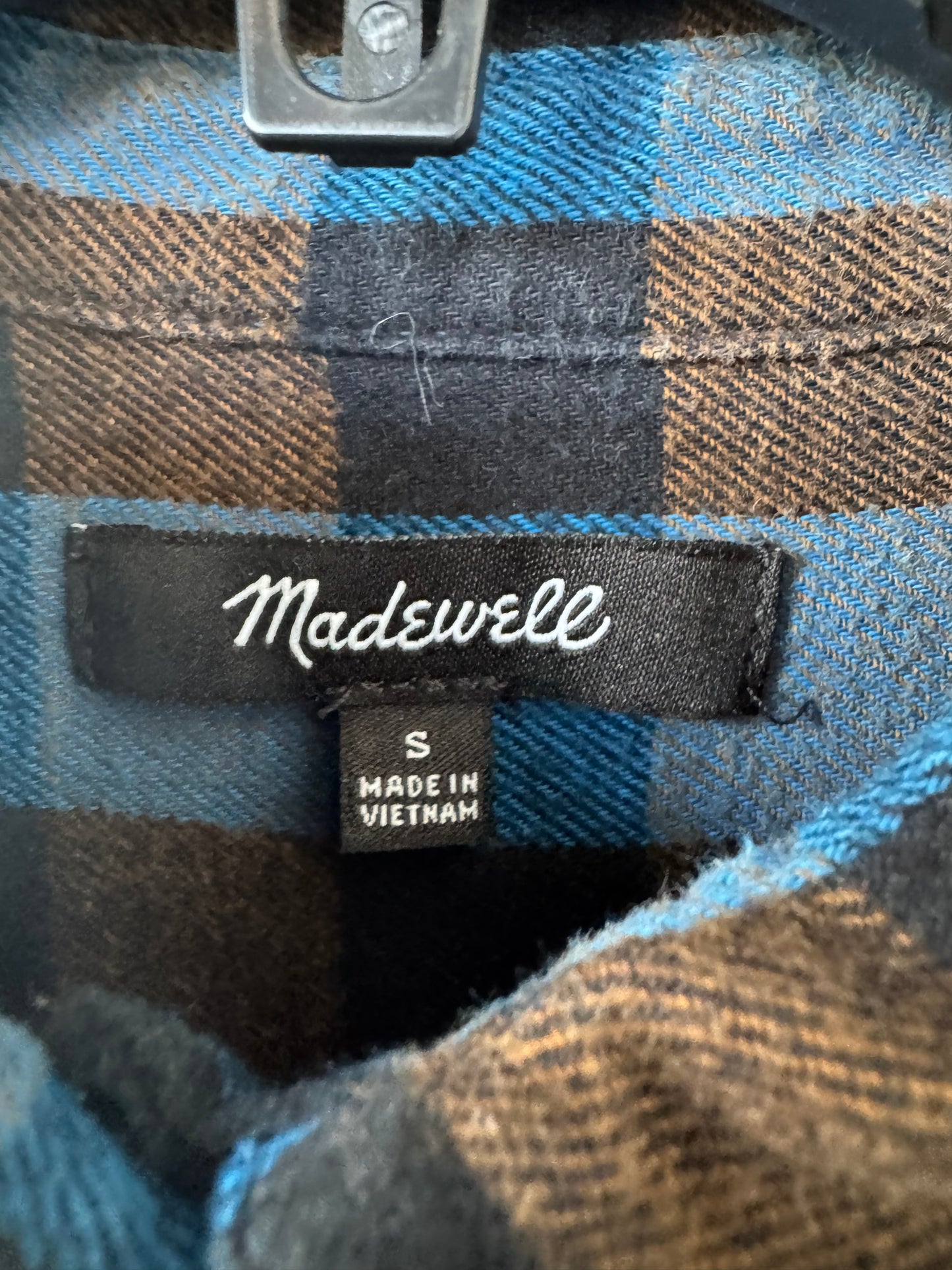 Top Long Sleeve By Madewell In Blue & Brown, Size: S