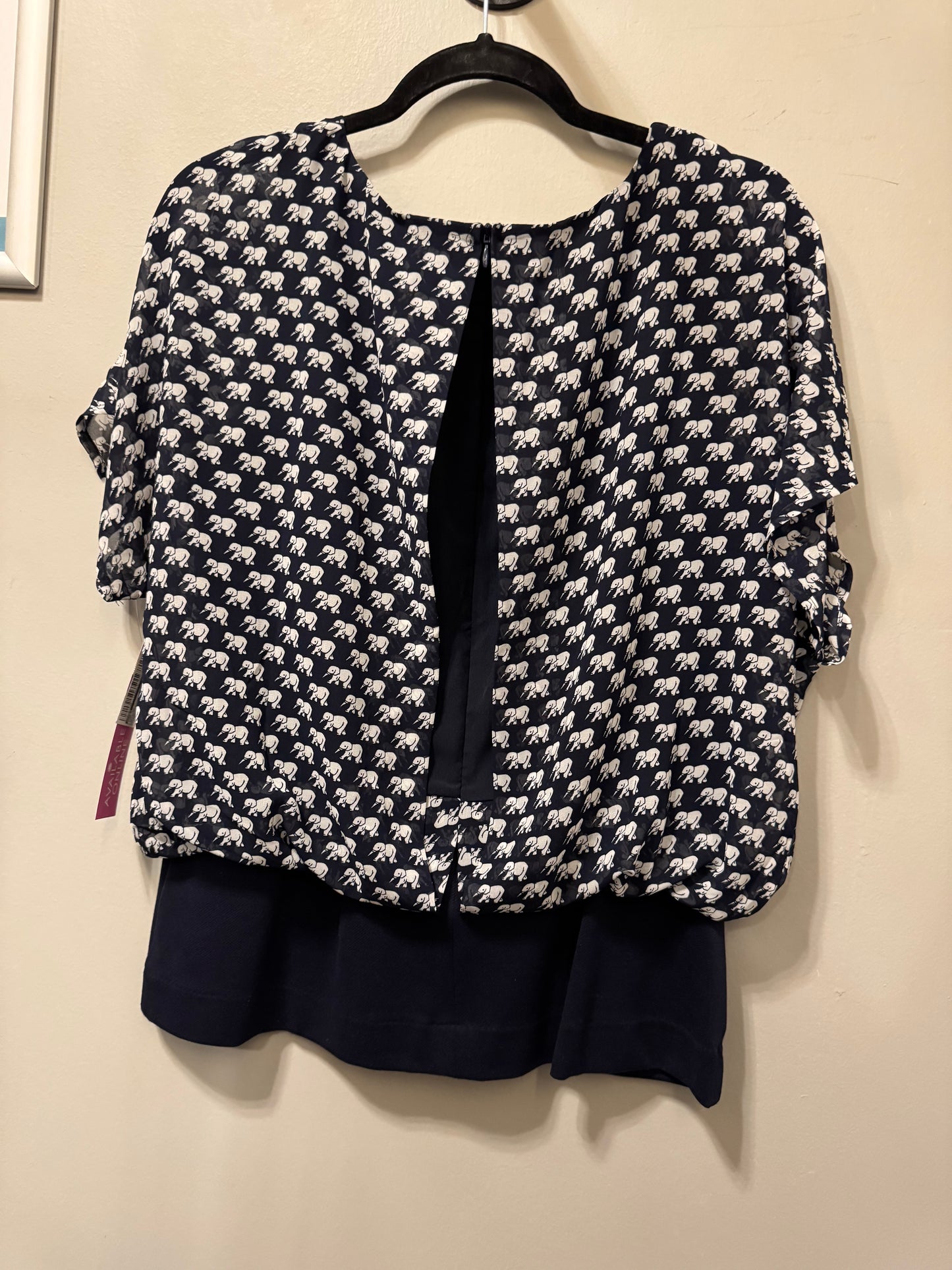 Top Short Sleeve By Cabi In Blue & White, Size: M