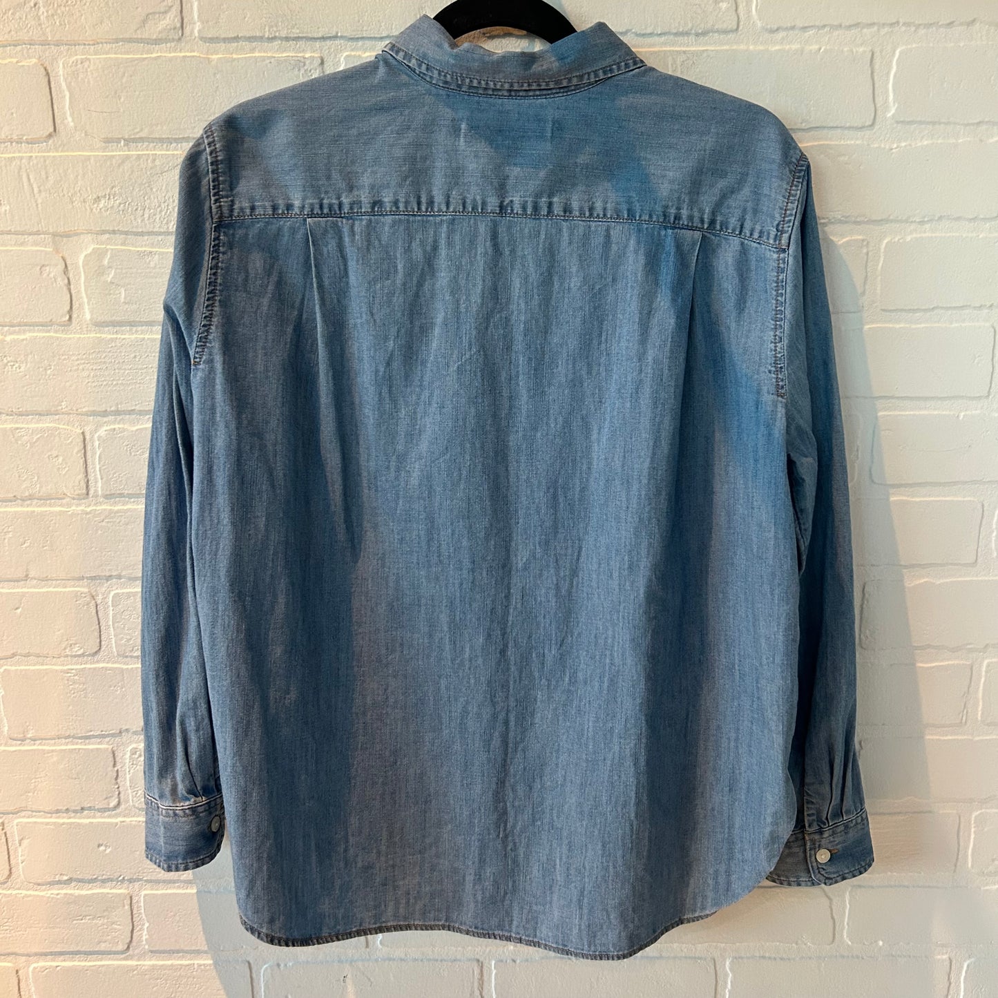 Top Long Sleeve By Loft In Blue Denim, Size: Lp