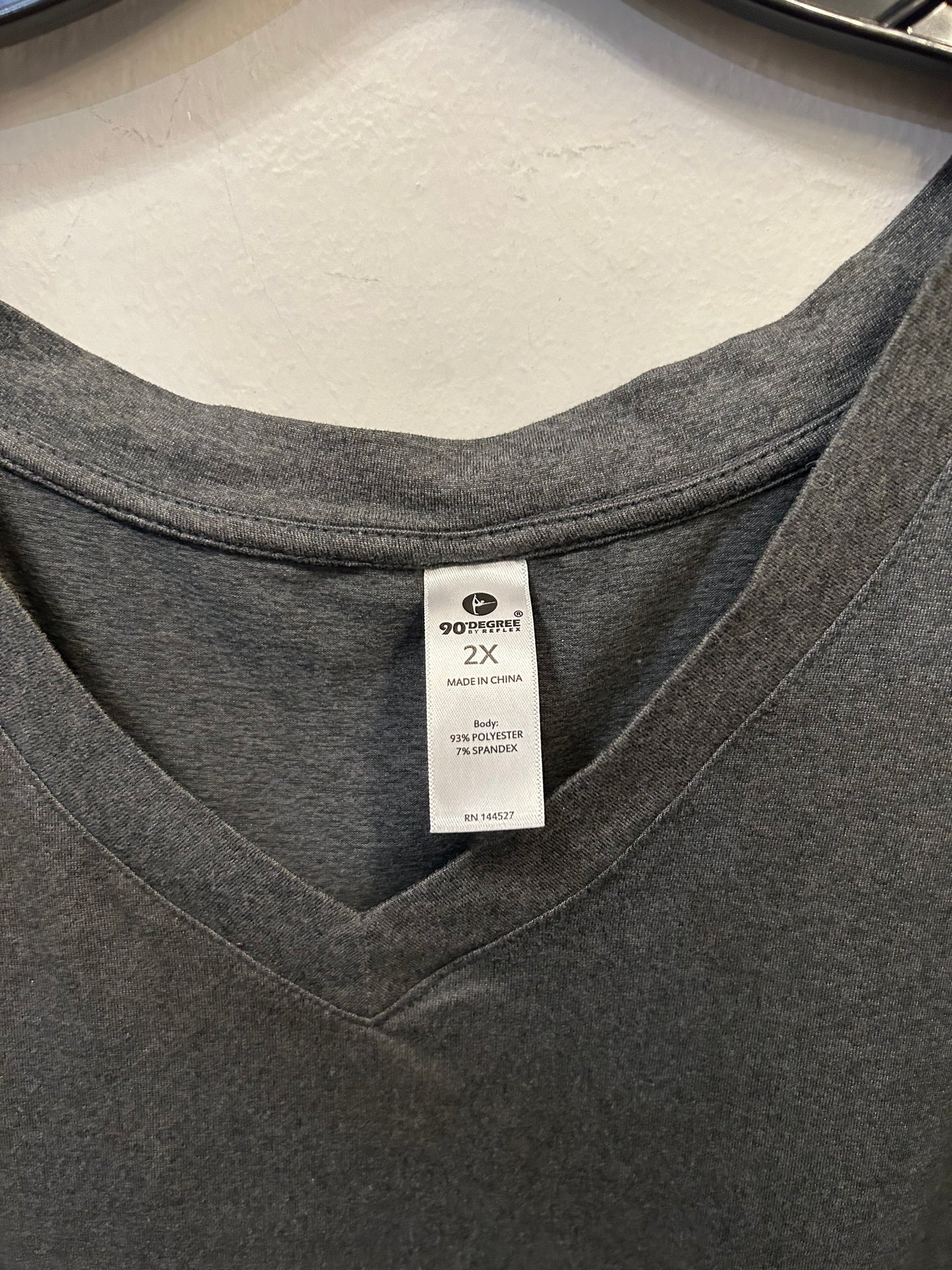 Athletic Top Short Sleeve By 90 Degrees By Reflex In Grey, Size: 2x