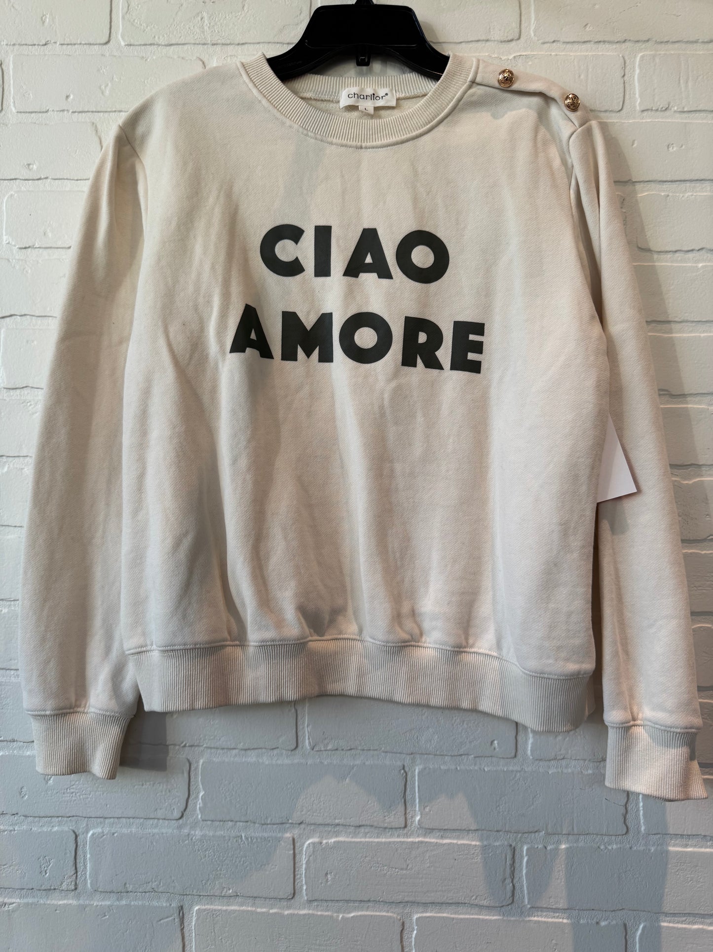 Sweatshirt Crewneck By charlior In Cream, Size: L