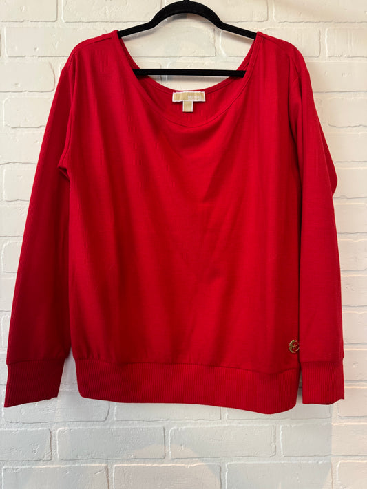 Top Long Sleeve By Michael By Michael Kors In Red, Size: L