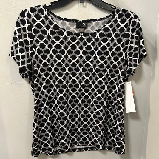 Top Short Sleeve By East 5th In Black & White, Size: Mp