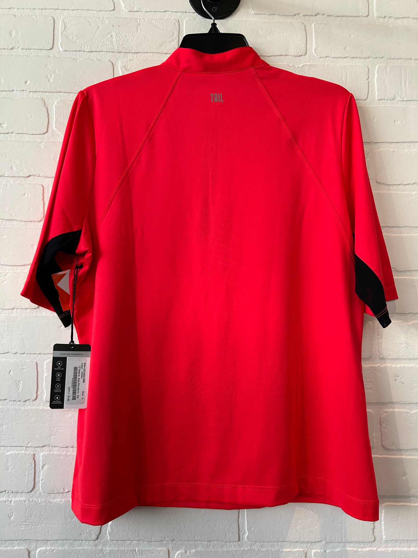 Athletic Top Short Sleeve By Tail In Black & Red, Size: L