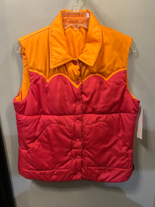 Vest Puffer & Quilted By Roper In Orange & Pink, Size: M