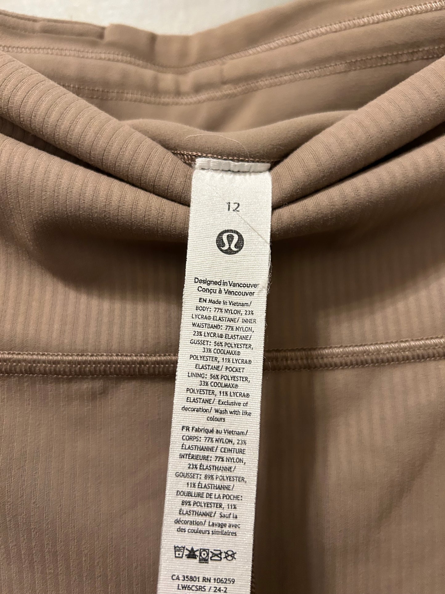 Athletic Leggings By Lululemon In Brown, Size: 12