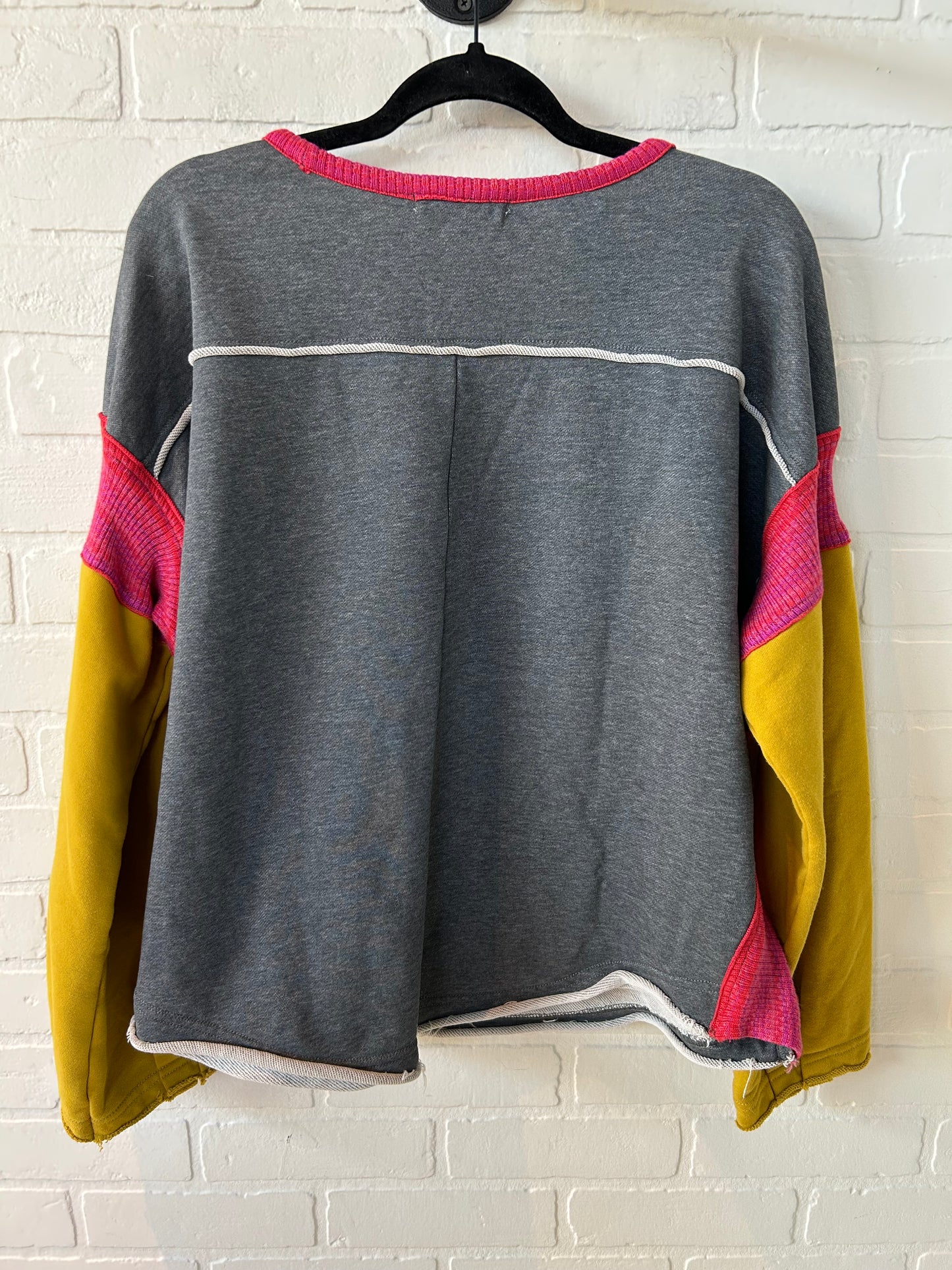 Sweatshirt Crewneck By Natural Life In Grey & Pink, Size: L