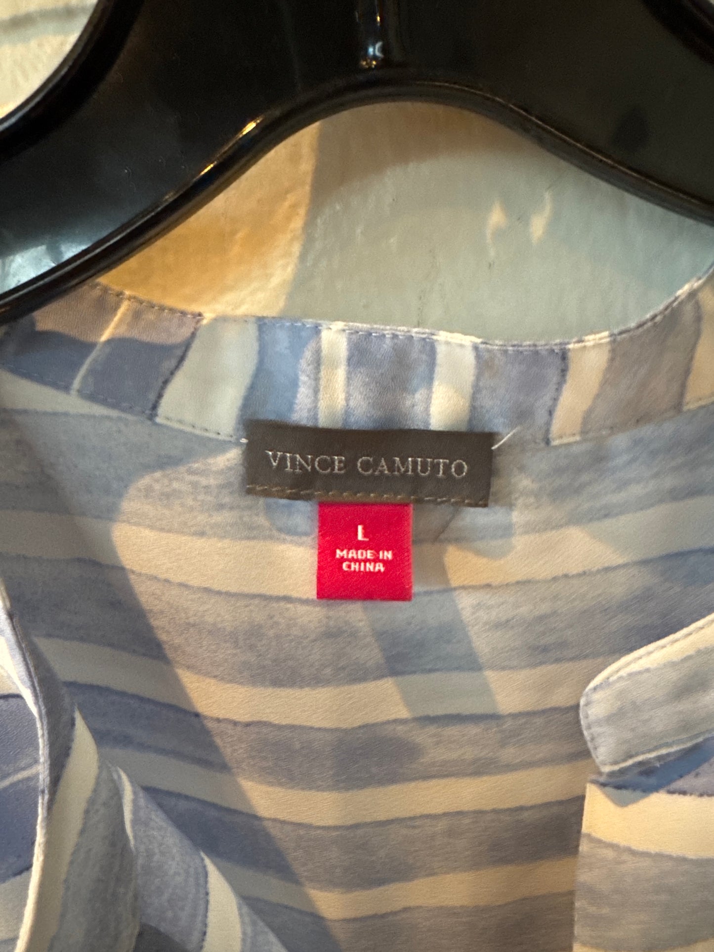 Top Sleeveless By Vince Camuto In Blue & White, Size: L