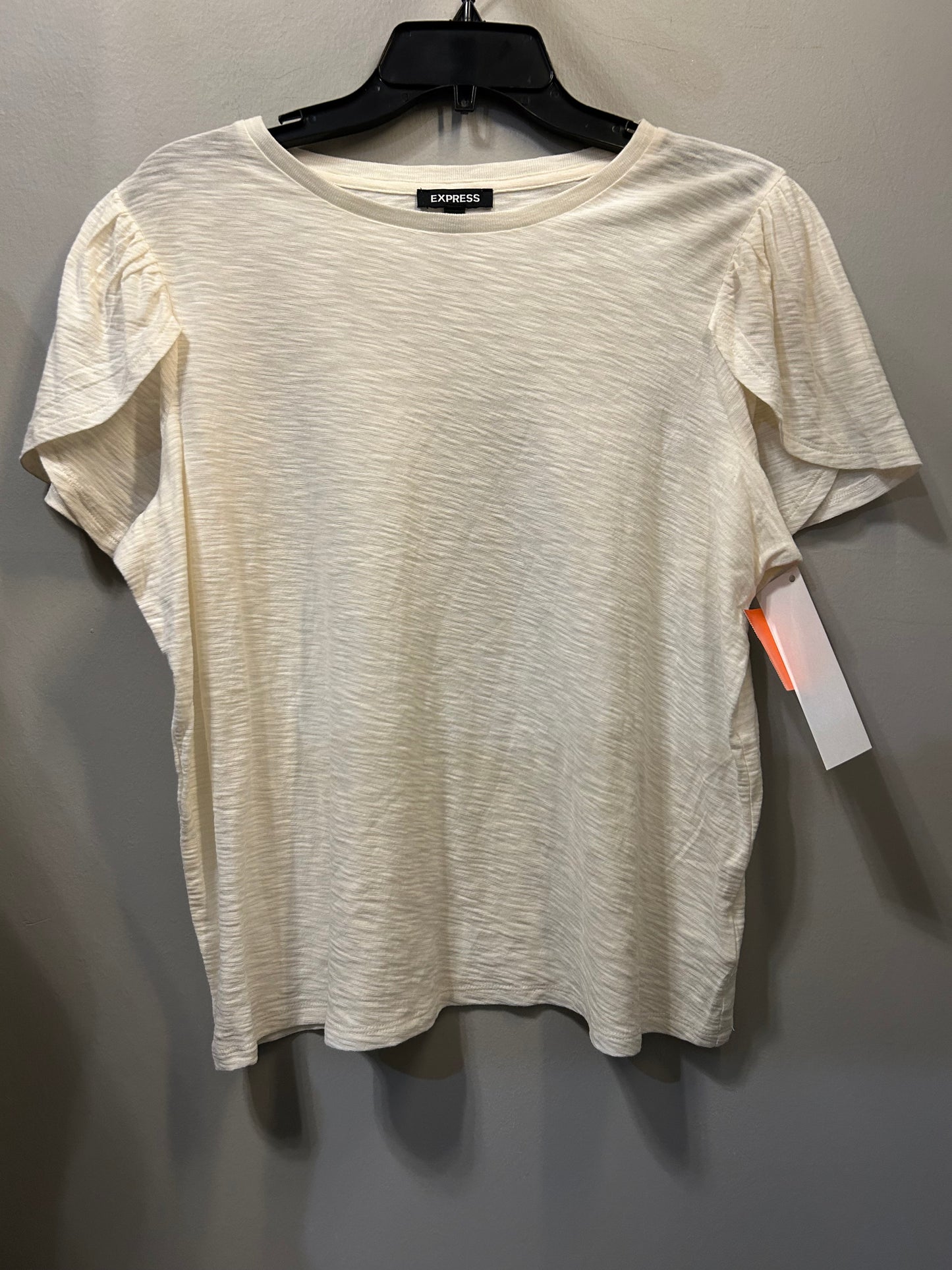 Top Short Sleeve By Express In Cream, Size: L