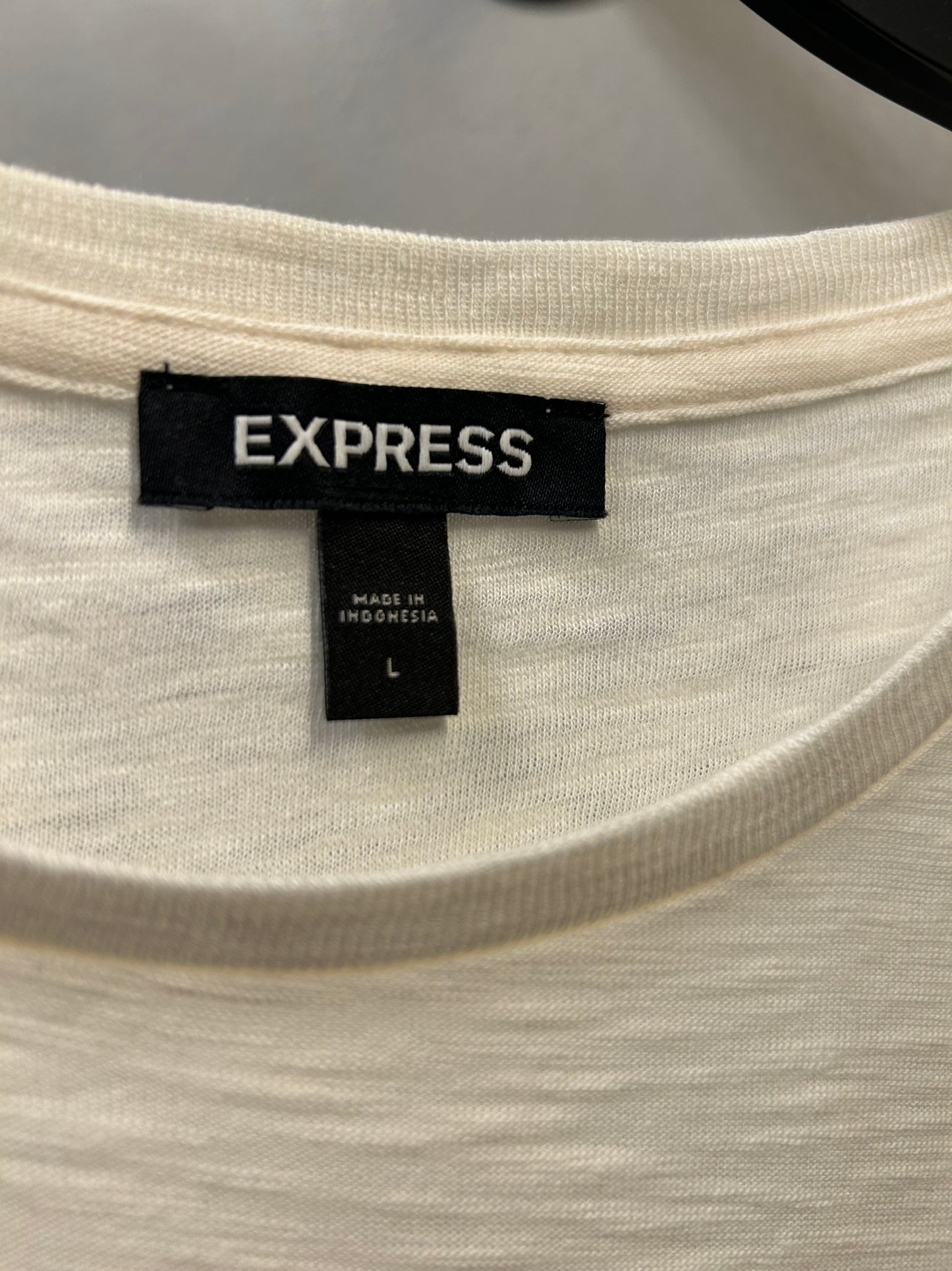 Top Short Sleeve By Express In Cream, Size: L