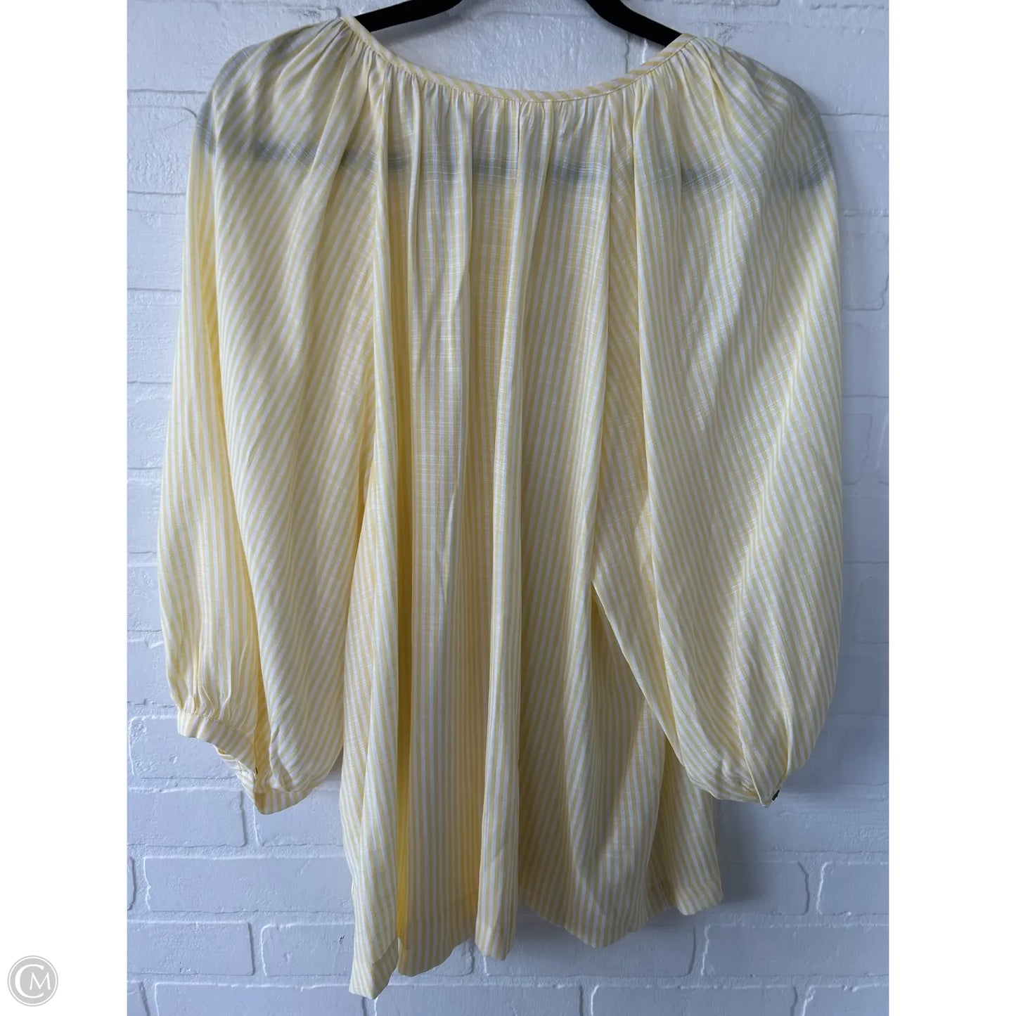 Top Long Sleeve By Lc Lauren Conrad In White & Yellow, Size: Xl