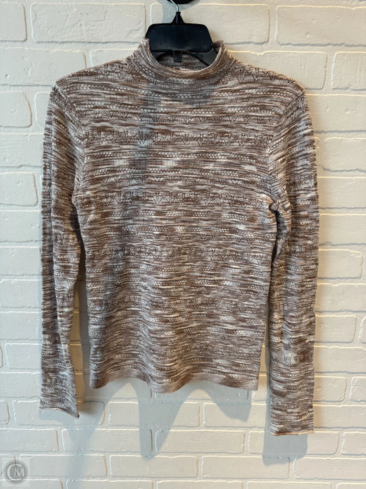 Top Long Sleeve By Hem & Thread In Brown & Cream, Size: M