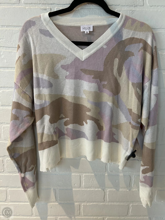 Sweater By Le Lis In Cream & Purple, Size: S