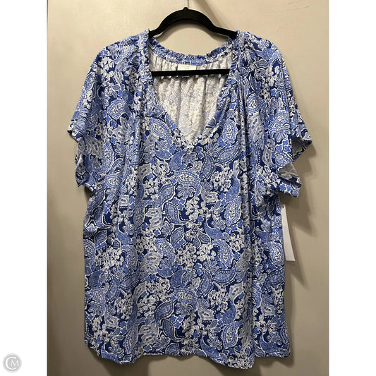 Top Short Sleeve By J. Jill In Blue & White, Size: 3x